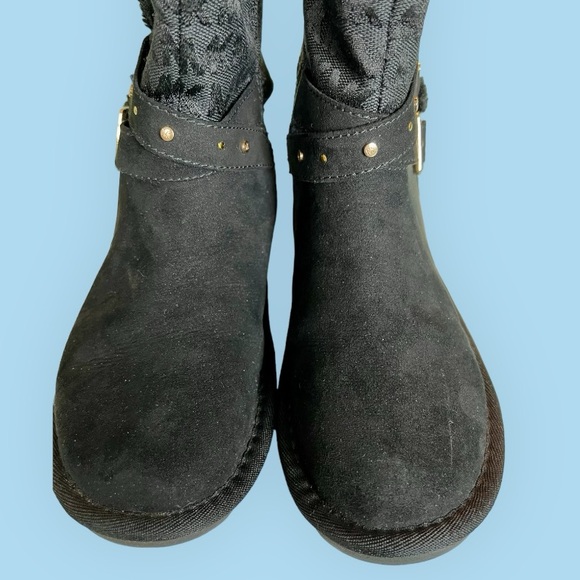 MK Michael Kors Black Suede Leather Boots Fleece Lined Side Zip - Picture 8 of 16